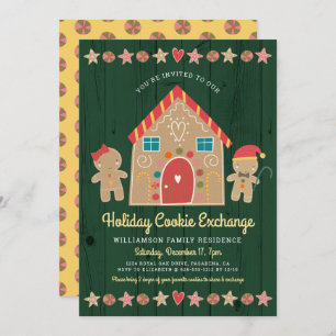 Invitación Navidades de Gingerbread Cookie intercambian Rústi