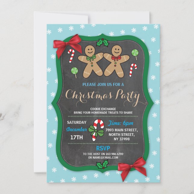 Invitación Navidades de Gingerbread Fiesta Cookie Exchange (Anverso)