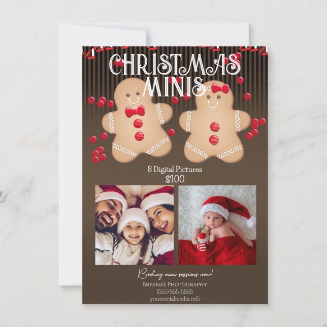 Invitación Navidades de Gingerbread Flyer en Fotografía Minis (Anverso)