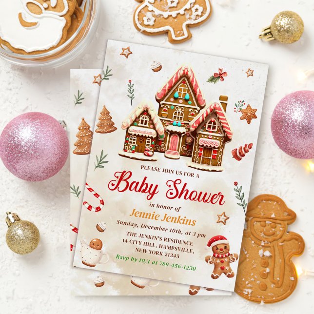 Invitación Navidades de Gingerbread House Baby Shower (Subido por el creador)