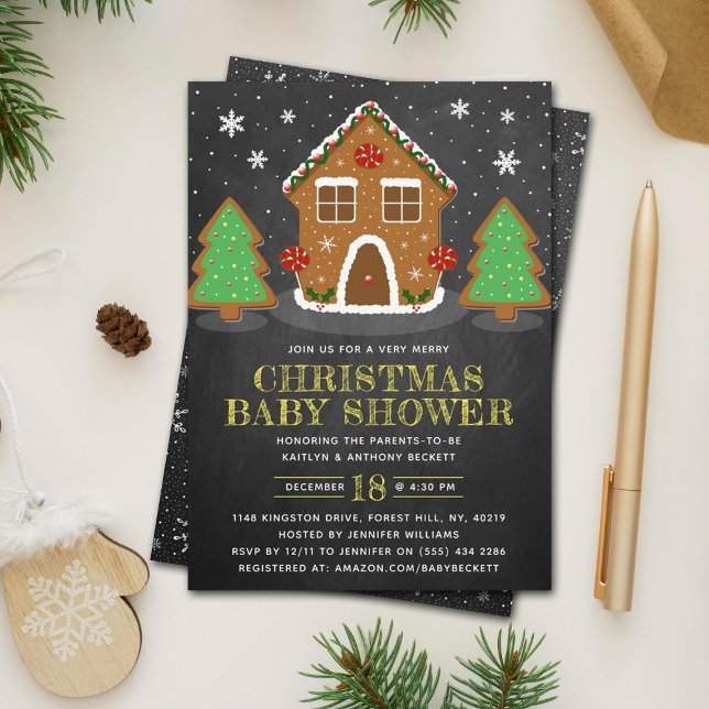 Invitación Navidades de Gingerbread House Baby Shower (Subido por el creador)