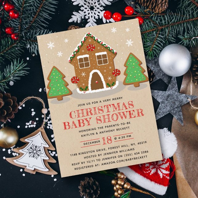 Invitación Navidades de Gingerbread House Baby Shower (Subido por el creador)