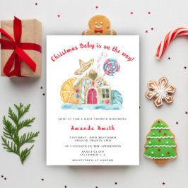 Invitación Navidades de Gingerbread House Baby Shower