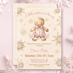 Invitación Navidades de Gingerbread Little Sweetie Baby Showe