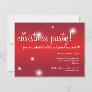 Invitación Navidades de glamour de color blanco rojo fiesta d