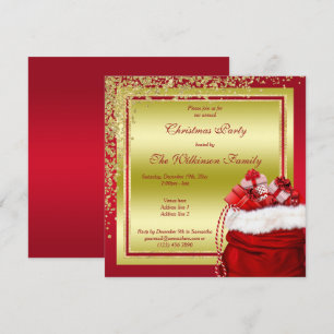 Invitación Navidades de Glitzy Gold Confetti & Santa's Gifts