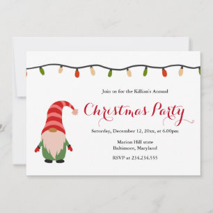 Invitación Navidades de Gnome lindo iluminan fiesta de feriad