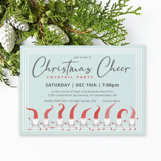 Invitación Navidades de Gnomes caprichosos Fiestas de cóctele (This invitation may be ordered in both printed and instant download formats.)