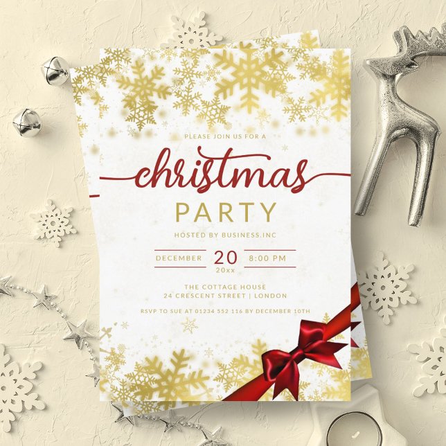 Invitación Navidades de Gold Winter Wonder Company (Gold Winter Wonder Company Christmas Invitation)