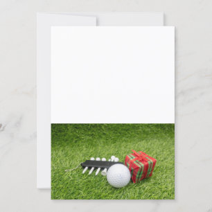 Invitación Navidades de golf con balón de golf y regalo de gr