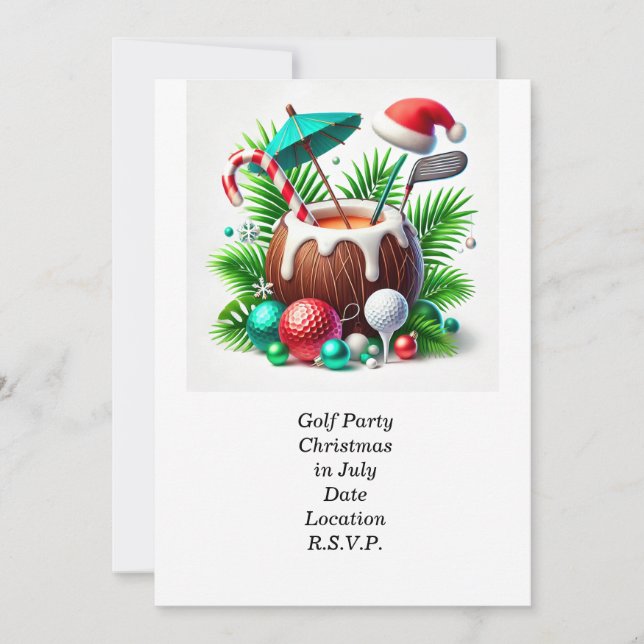Invitación Navidades de golf en julio para golfistas con bola (Anverso)