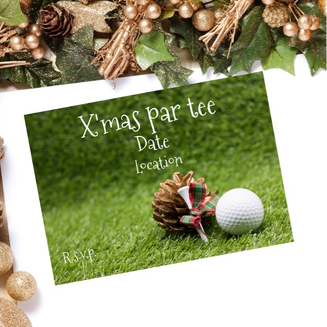 Invitación Navidades de golf Fiesta Par tee con bola de golf (Subido por el creador)