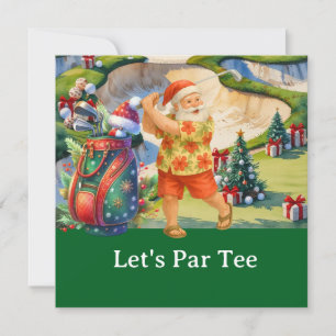 Invitación Navidades de golf Let's Par tee con bolso de golf