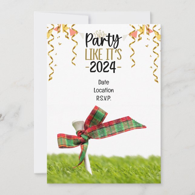 Invitación Navidades de golf y fiesta de Año Nuevo (Anverso)