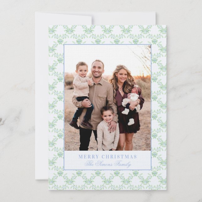 Invitación Navidades de Grandmillennial Trellis Photo (Anverso)