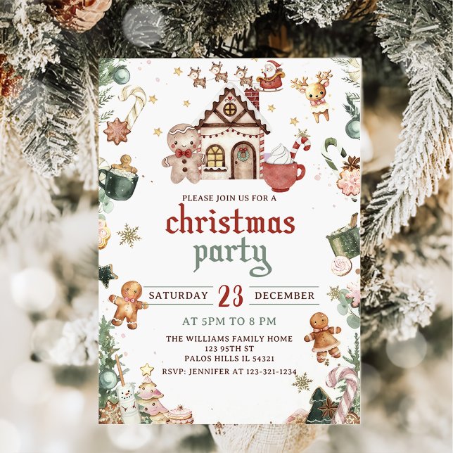 Invitación Navidades de Green Gingerbread House Cookie Fiesta (Subido por el creador)