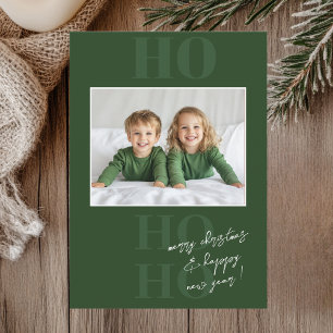 Invitación Navidades de Green Ho Ho Ho y Photo