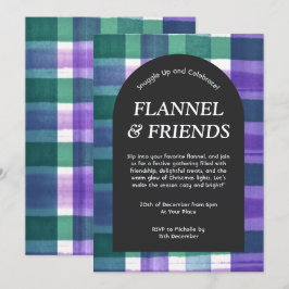 Invitación Navidades de Green Purple Plaid Flannel y Amigos