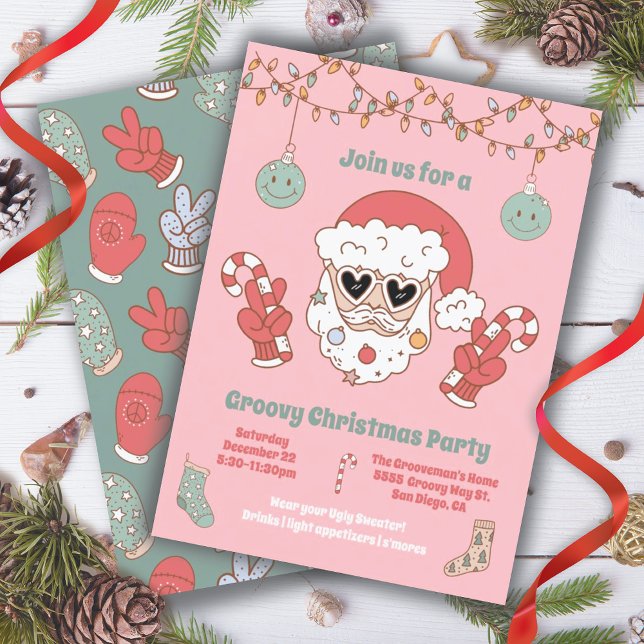Invitación Navidades de Groovy Hippie Santa Fiesta (Subido por el creador)