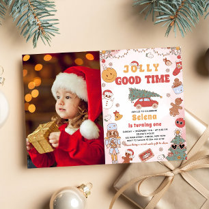 Invitación Navidades de Groovy Partido de Cumpleaños Buen mom
