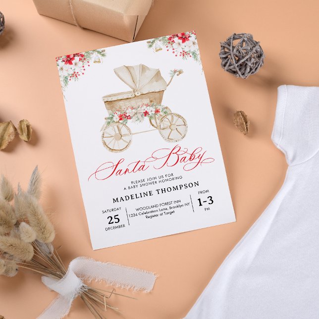 Invitación Navidades de guion de bebé de Santa Stroller Baby  (Subido por el creador)