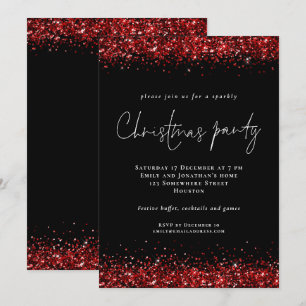Invitación Navidades de guiones Purpurinas rojos festivos Fie