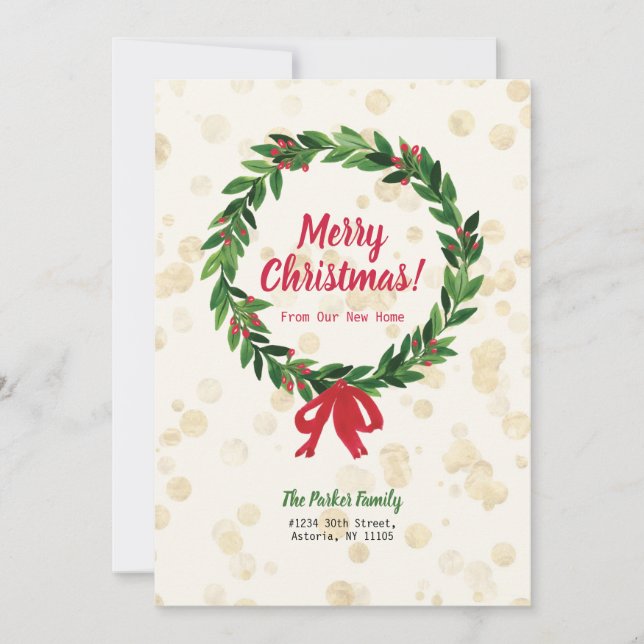 Invitación Navidades de guirnaldas rojas y verdes mueven la I (Anverso)