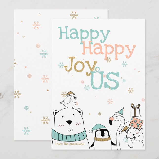 Invitación Navidades de Happy Personalizados Critters (Anverso / Reverso)