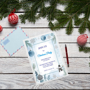 Invitación Navidades de hielo azul bajo control de color acuá