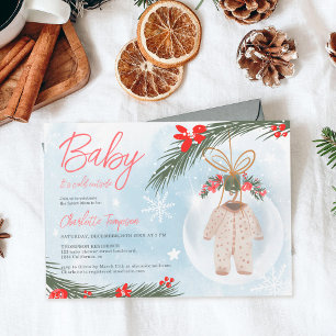 Invitación Navidades de hielo de invierno con ducha de bebé