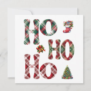 Invitación Navidades de Ho Ho Ho Ho Plaid