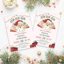 Invitación Navidades de Ho Ho Ho Ho Santa Primer Fiesta de Cu