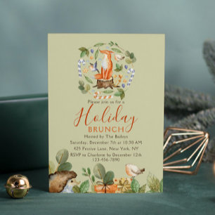 Invitación Navidades de Holiday Brunch Brunch Cute Woodland F