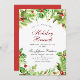 Invitación Navidades de Holiday Brunch Red Holly Berry