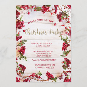 Invitación Navidades de Holly Berries Frame Company