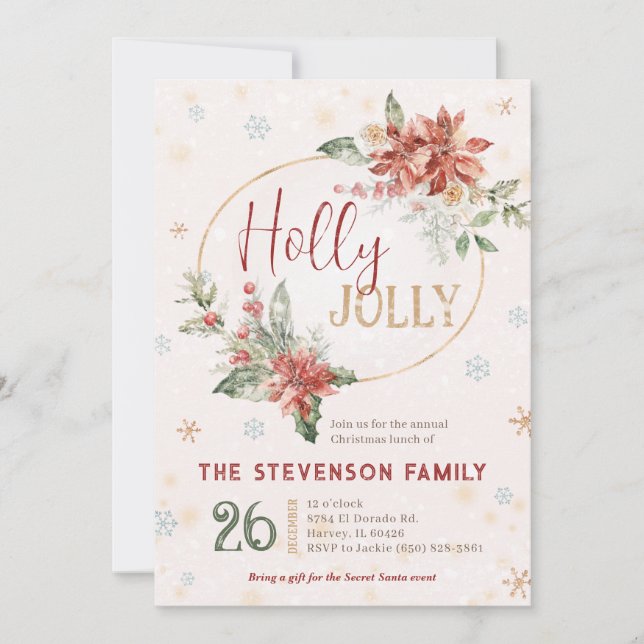 Invitación Navidades de Holly Jolly almuerzo familiar oficial (Anverso)