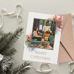 Invitación Navidades de Ilustracion de Floral Verde Rojo salu