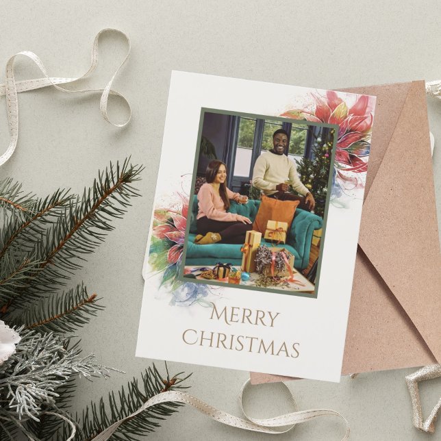 Invitación Navidades de Ilustracion de Floral Verde Rojo salu (1)