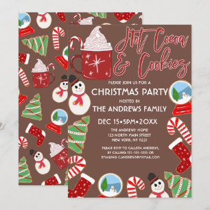 Invitación Navidades de Ilustraciones de cacao caliente y de