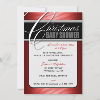 Invitación Navidades de impresión de cebra de fusión roja Bab