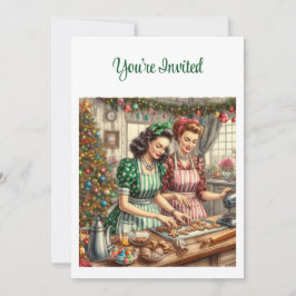 Invitación Navidades de intercambio de cookies de época