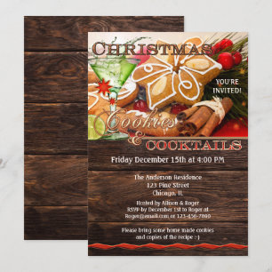 Invitación Navidades de intercambio de cookies y cócteles