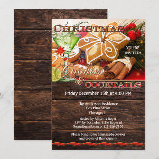 Invitación Navidades de intercambio de cookies y cócteles