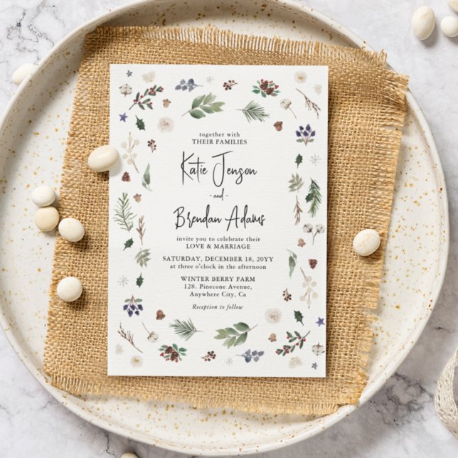 Invitación Navidades de invierno acuarela Boda de follaje (Subido por el creador)