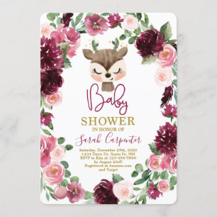 Invitación Navidades de invierno adorable ciervo chica de duc