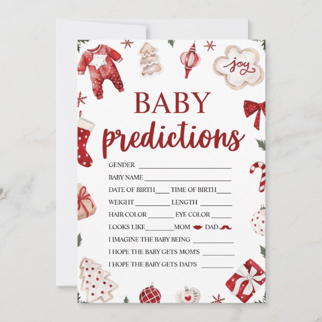 Invitación Navidades de invierno Baby Shower Juego de predicc (Anverso)