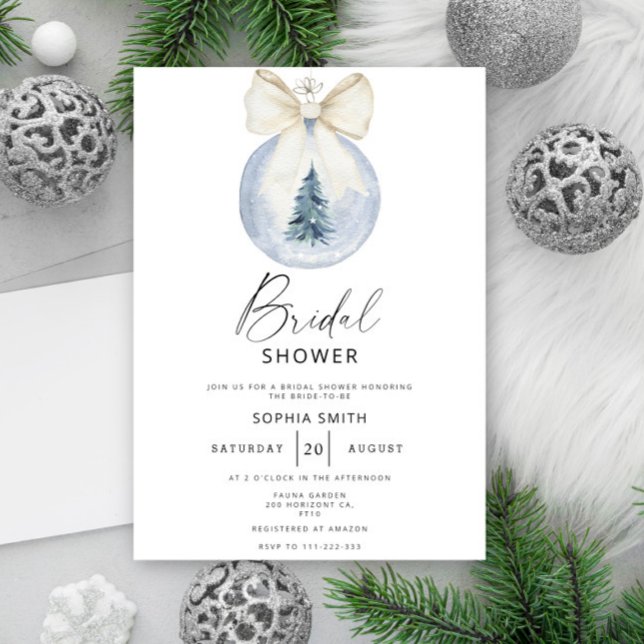 Invitación Navidades de invierno Ball Bow Bridal Ducha (Subido por el creador)