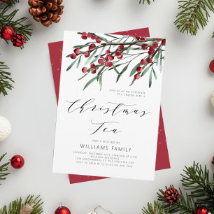 Invitación Navidades de invierno Berries en escritura moderna