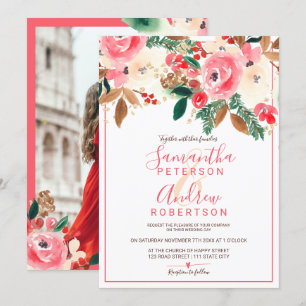 Invitación Navidades de invierno boda de fotografía de acuare