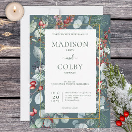 Invitación Navidades de invierno Boda Verde azulado de la veg